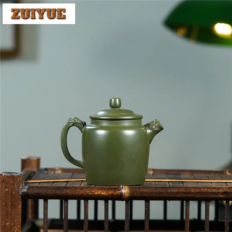 230ml Luxury Yixing Purple Clay Teapots Artists Handmade Dragon Bell Pot Raw Ore Emerald Green Mud Kettle Zisha Tea Set Supplies