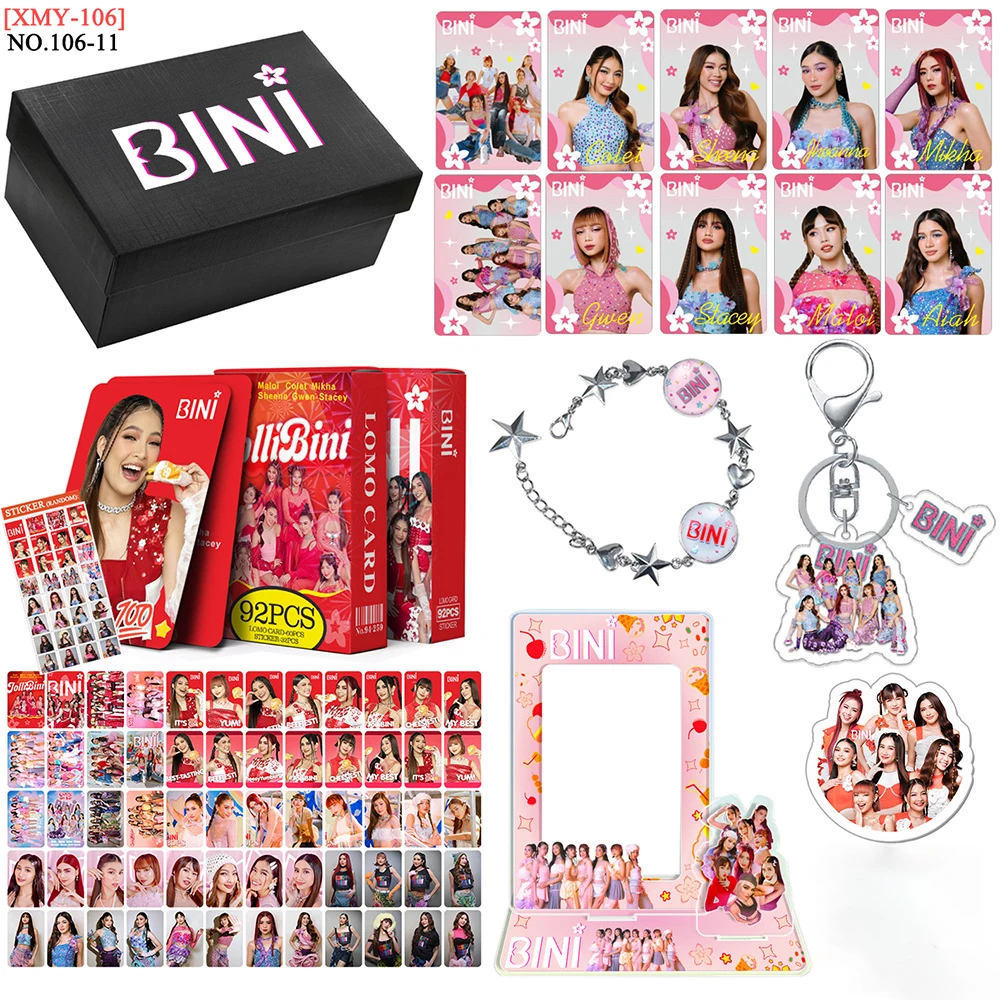 KPOP BABYMONSTER BINI (G)I-DLE Gift Box Felix Hyunjin MOMO Renjun LOMO Cards Card Hold Keychain Phone Stand Bracelet Fans Gift