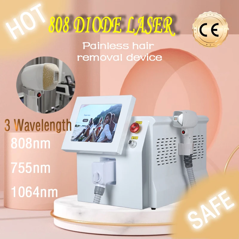 Portable Diode Laser Painless Hair Removal Machine Safe Permanent Cooling System 3 Wavelength Factory Wholesale Price Beautify