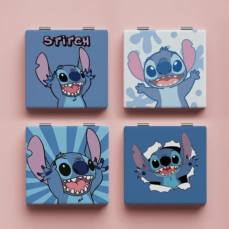 Kawaii Disney Lilo&Stitch Cute Print Mirror Girl Cartoon Stitch Makeup Mirror Portable Foldable Mirror Holiday Gift