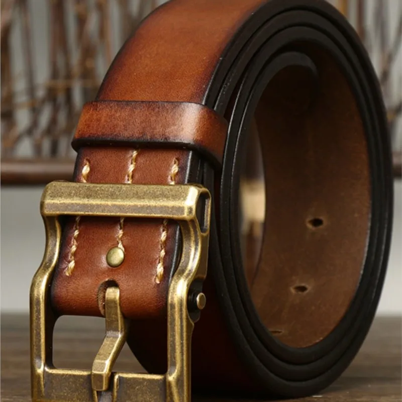 This is a pure handcrafted heavy water-washed thickened top layer cowskin belt fashionable and versatile leather for men