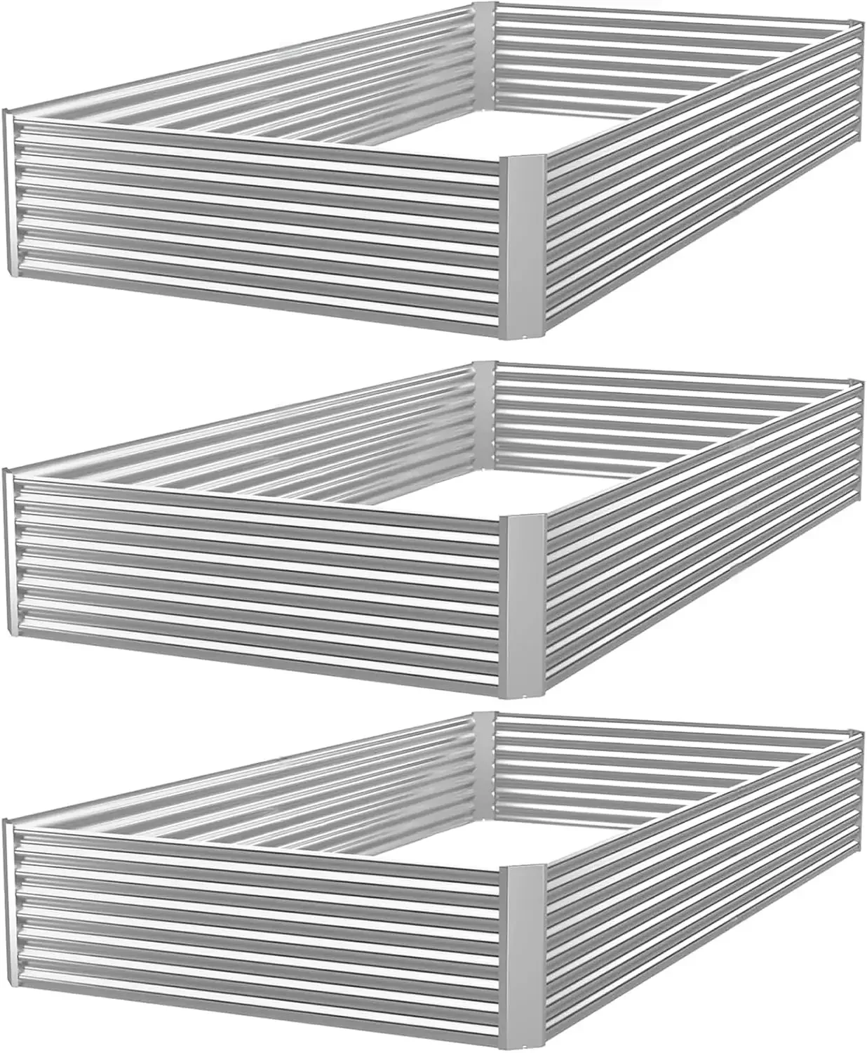 3pcs Galvanized Raised Garden Bed Outdoor,Above Ground Garden Bed for Vegetable,Metal Raised Beds for Flower,Steel Raised Beds f