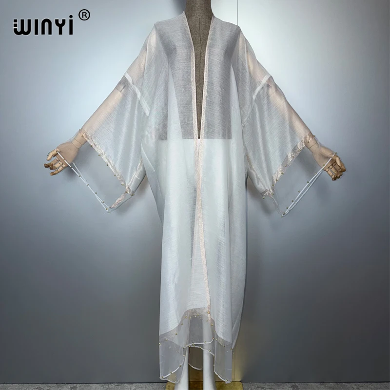 

WINYI перспективный кардиган из бисера модные кимоно Абая мусульманская женщина пляжная одежда кафтан вечернее платье макси пальто