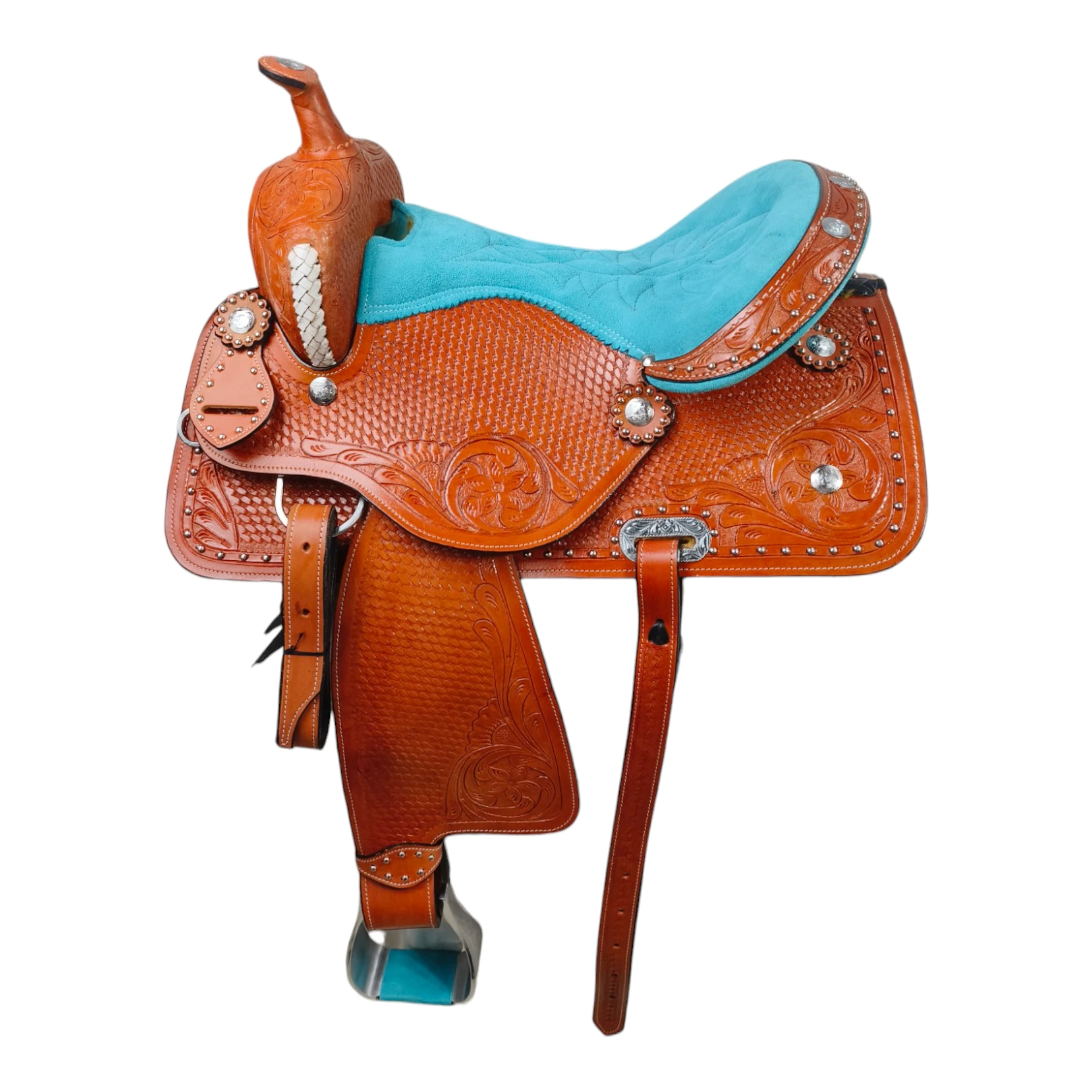 Handmade Premium Quality Leather Western Barrel Racing Horse Saddle Trail Custom Size Design Color With All Accessories Included