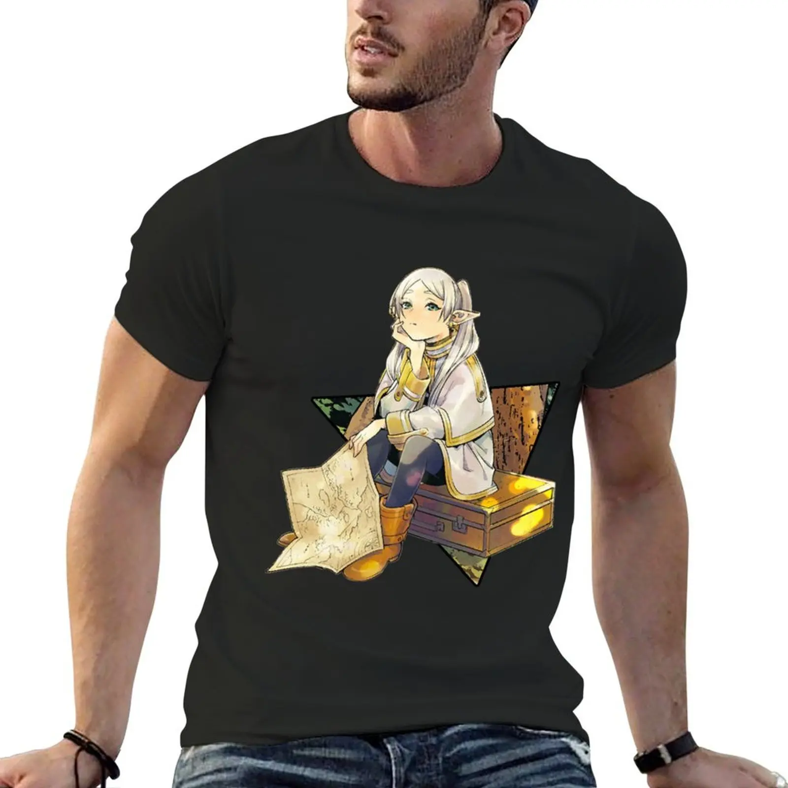 Sousou no Frieren T-Shirt oversized t shirt anime clothes Men's t-shirt