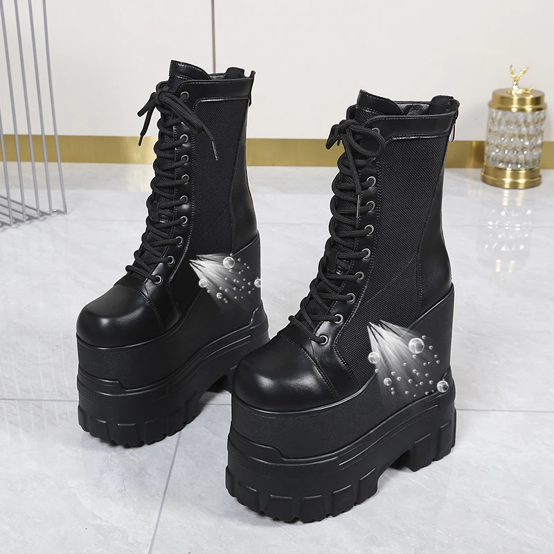 British Height Increasing Shoes Women's 18cm Elevator Shoes Comfortable Height Increasing Insole Thick Soled Giant Casual Shoes