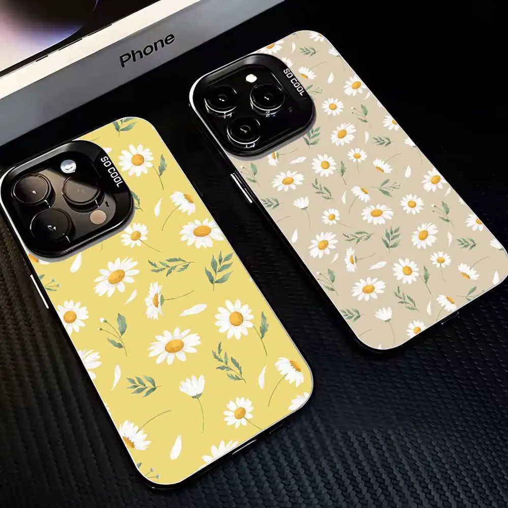 

Daisy flower Phone Case For iPhone17,16,15,14,13,12,11 Plus,Pro Max Black Matte Shockproof Cover