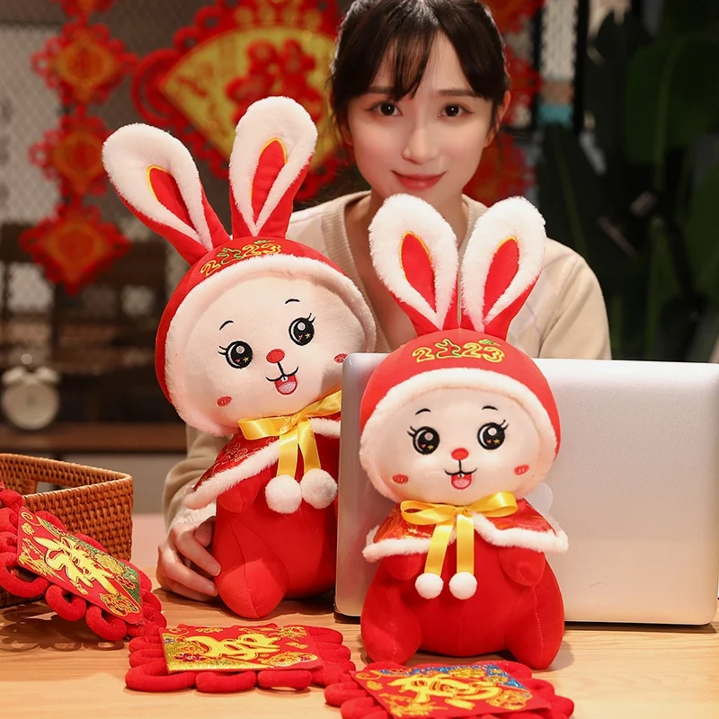 Year Of The Rabbit Mascot 2023 Plush Cape Rabbit Gift Lunar New Year Celebration Festival image 3