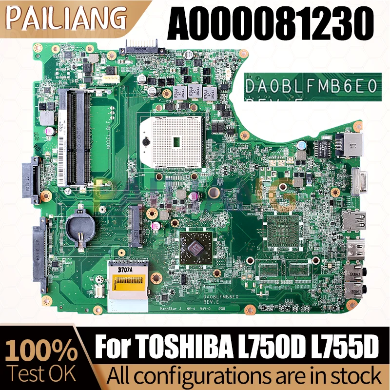 

For TOSHIBA L750D L755D Notebook Mainboard DA0BLFMB6E0 A000081230 Laptop Motherboard Full Tested