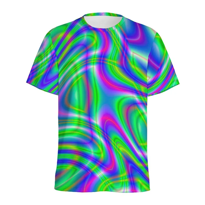 T-shirt con motivo trippy liquido colorato astratto per uomo T-shirt estiva casual girocollo a maniche corte da donna T-shirt stampata in 3D