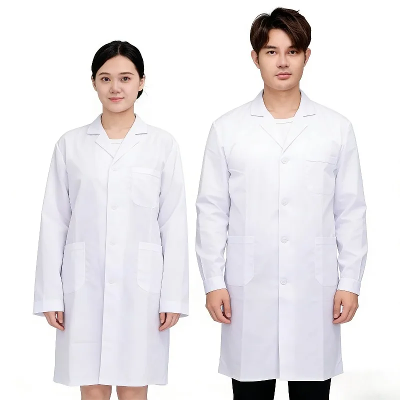 Witte Lab Coating Arts Werkuniform Apotheek Laboratorium Ziekenhuis Student Experimenteel Pak Mannen Vrouwen Lange Mouw Kwaliteit