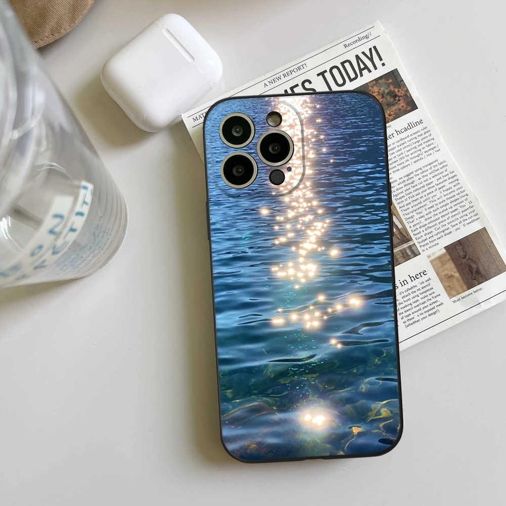Blue Romance Ocean Phone Case FOR IPhone 15 14 11 12 Pro 8 7 15 Plus 13 Pro MAX XR XS MINI SE 2024 Black Covers image 4