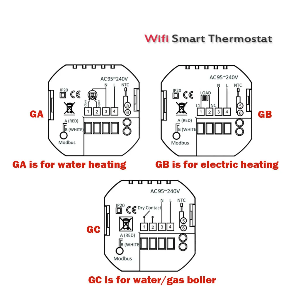 Wi-Fiサーモスタット温度コントローラー,24vac 95-240ac,alexaと連携するタッチスクリーン付き,Google Home