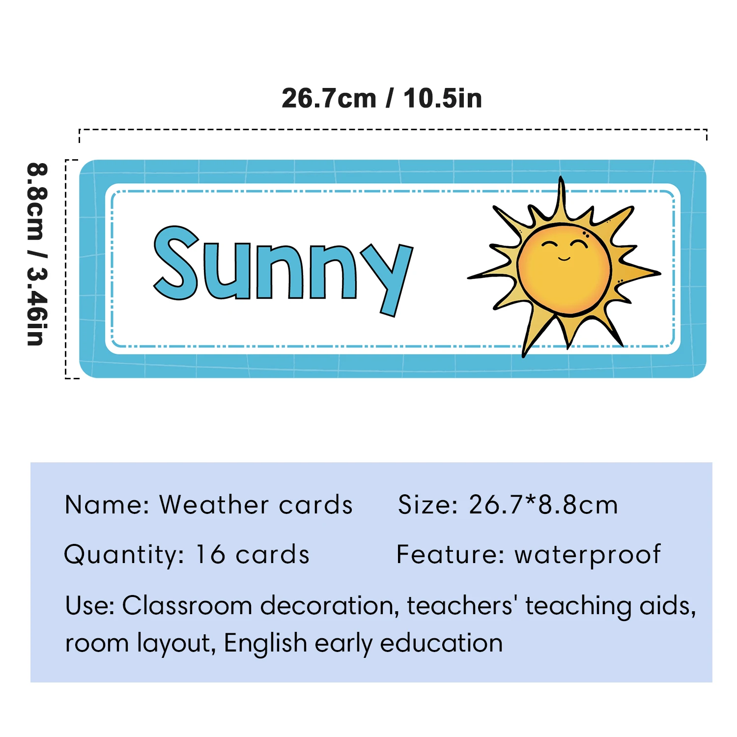 16 PCS Children learning Weather flash cards Teacher\'s teaching aids Classroom Decoration Card Baby kid Early Education toys