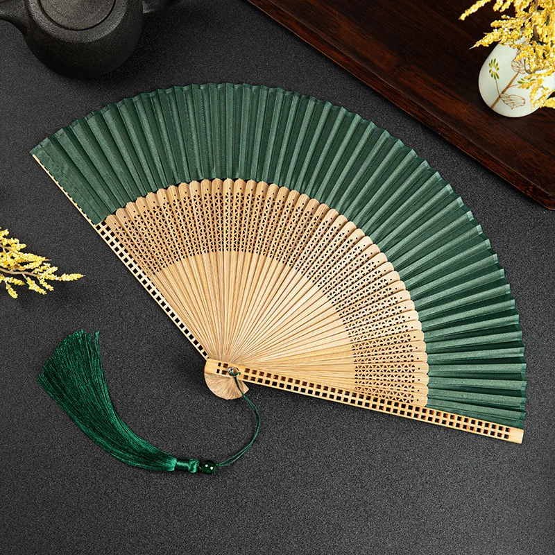 Gufeng Japanese Folding Bamboo Hand Fan Mahjong Bone Portable Women\'s Chinese Qipao Dance Folding Hanfu Folding Wedding Fans