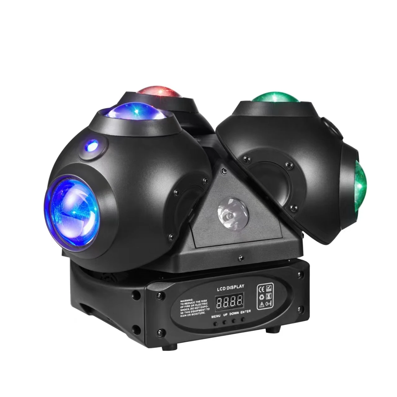 Newest Beam Laser RGB Three Head Gold Strobe Moving Head Lighting DMX512 Voice control For DJ Disco Party Bar Performance