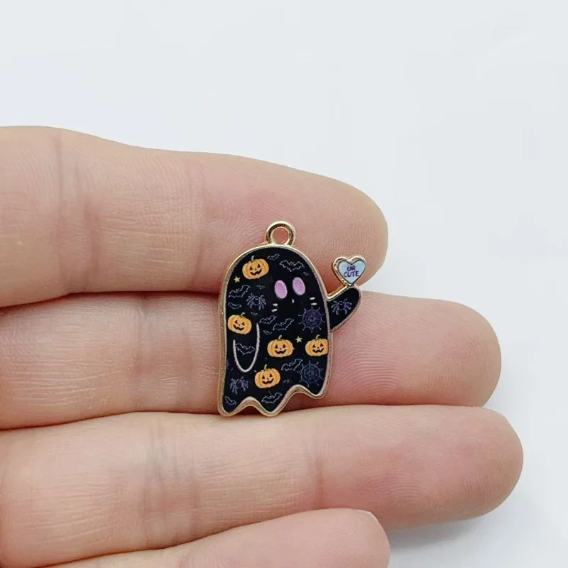 10pcs multi pattern cute animal zinc alloy pendant Halloween pumpkin candy butterfly DIY earrings necklace accessories in stock image 3