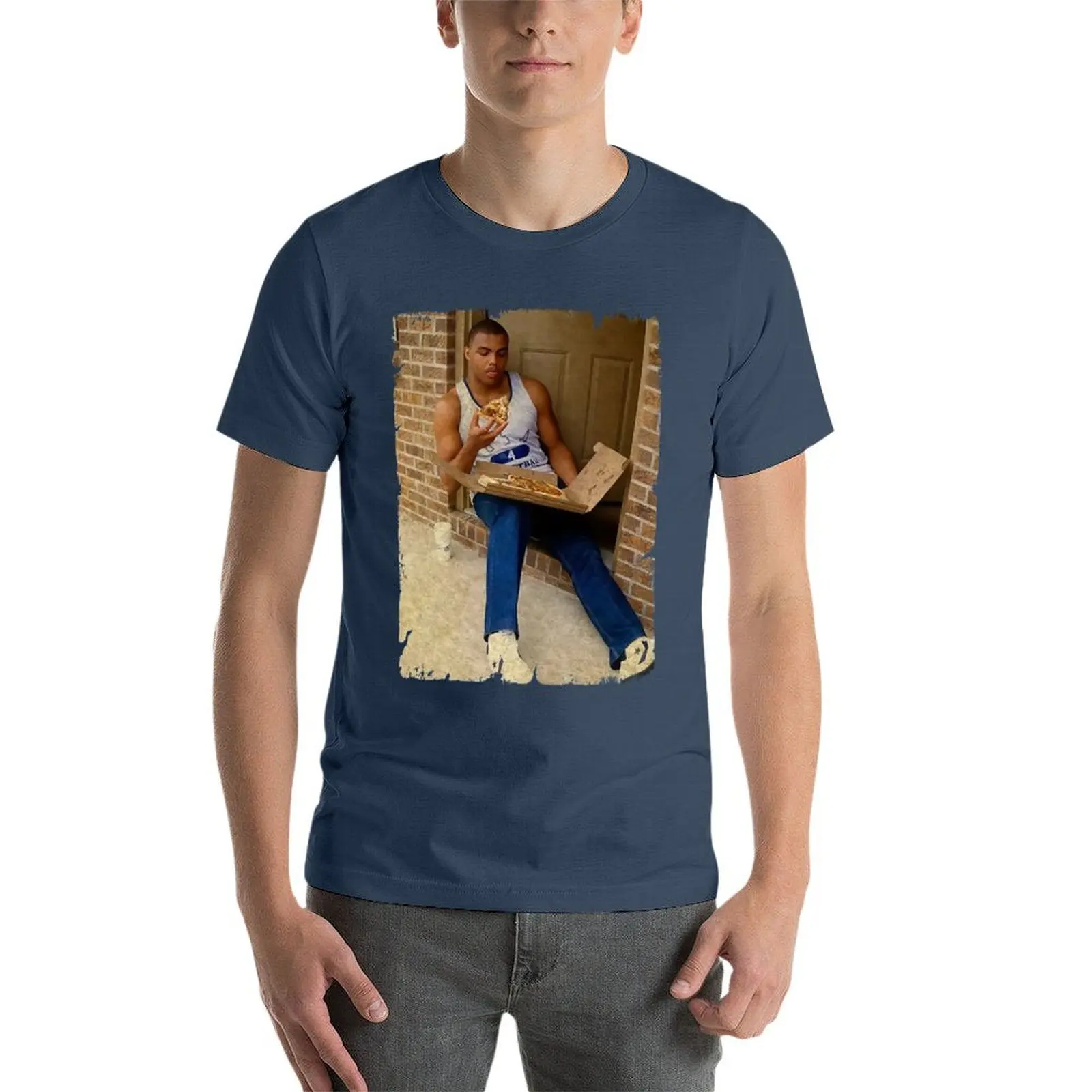 تشارلز باركلي-أكل البيتزا تي شيرت أساسي تي شيرت رجل تي شيرت فاخر القطن التي شيرت 100% تي شيرت #4