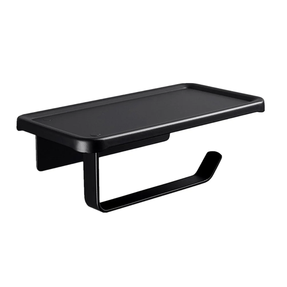 

Aluminum Alloy Roll Paper Rack Toilet Holders Dispenser Multi function Tissue St Wall mounted No Punching Simple Design