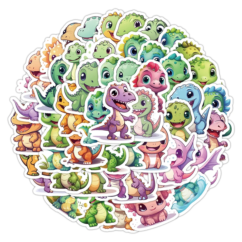 10/30/50pcs Cartoon Cute Little Dinosaur Stickers Waterproof DIY Water Bottle Phone Notebook Kawaii Animal Graffiti Decals Toys