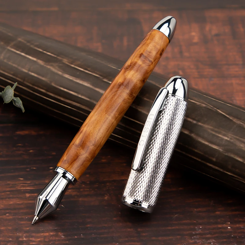 

Handmade Wood Grain Rollerball Pen Hexagonal Business Gel Pen Shirt Wooden Retro Collection Student Stationery Writing Practice