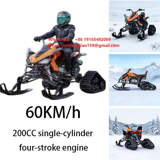 200cc 4-Stroke Single-Cylinder Crawler-Type Snow Traction System Off-Road Snowmobile for Sandy Terrain Frost Resistant
