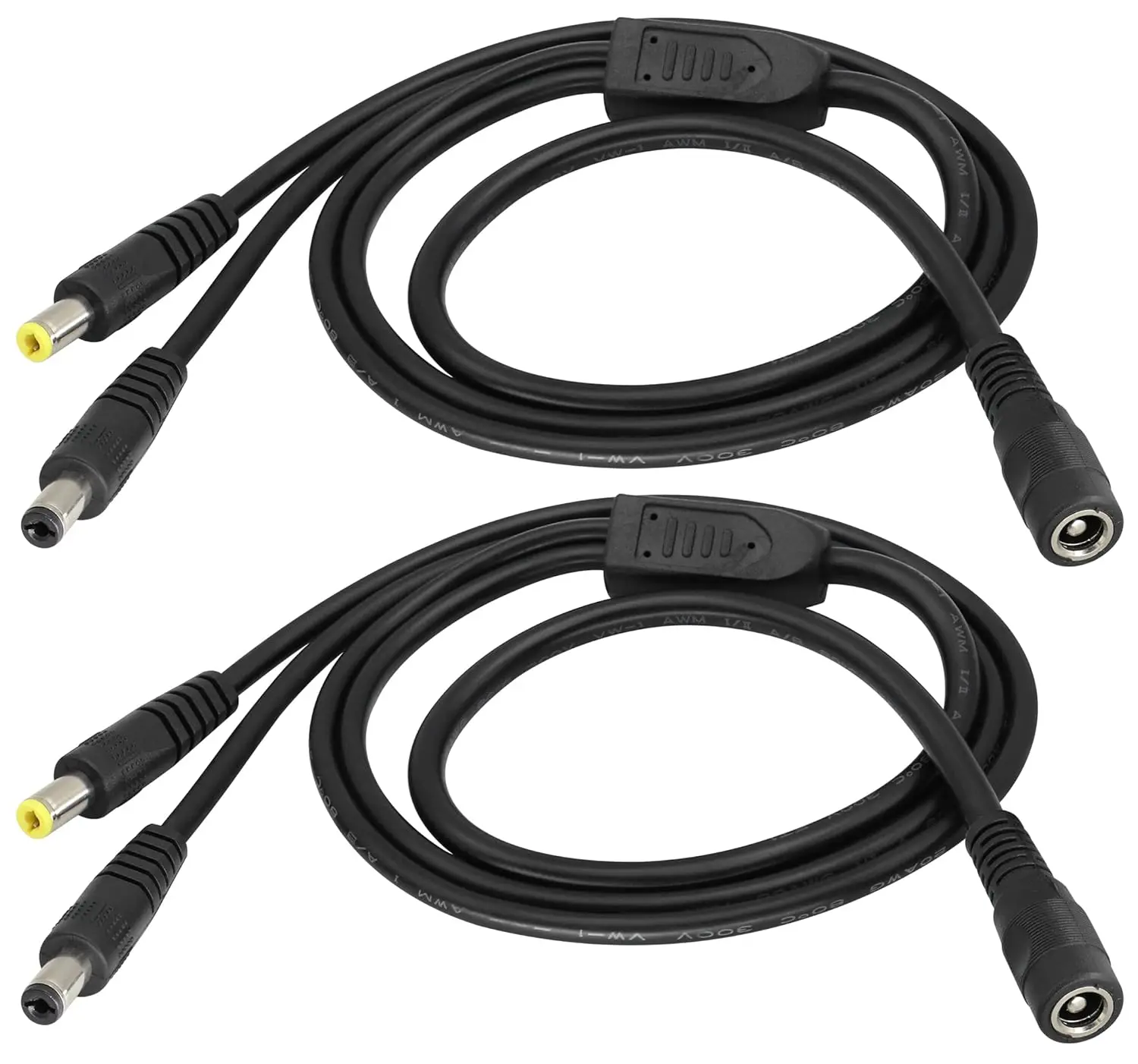 DC Power Y Splitter Cable 5.5mm x 2.5mm Female to 5.5mm x 2.5mm & 5.5mm x 2.1mm Male 18AWG 12V CCTV Security Camera, LED Strip