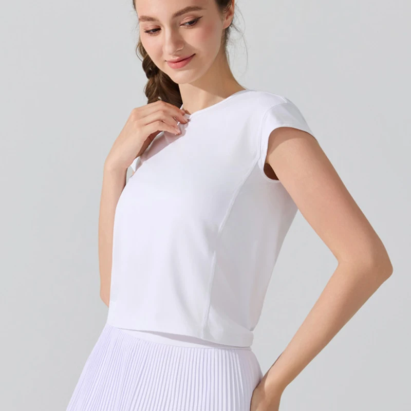 المرأة قصيرة الأكمام اليوغا تي شيرت الصيف UPF50 + في الهواء الطلق تشغيل أعلى تنفس سريعة الجافة تجريب قميص الإناث ملابس رياضية للصالة الرياضية