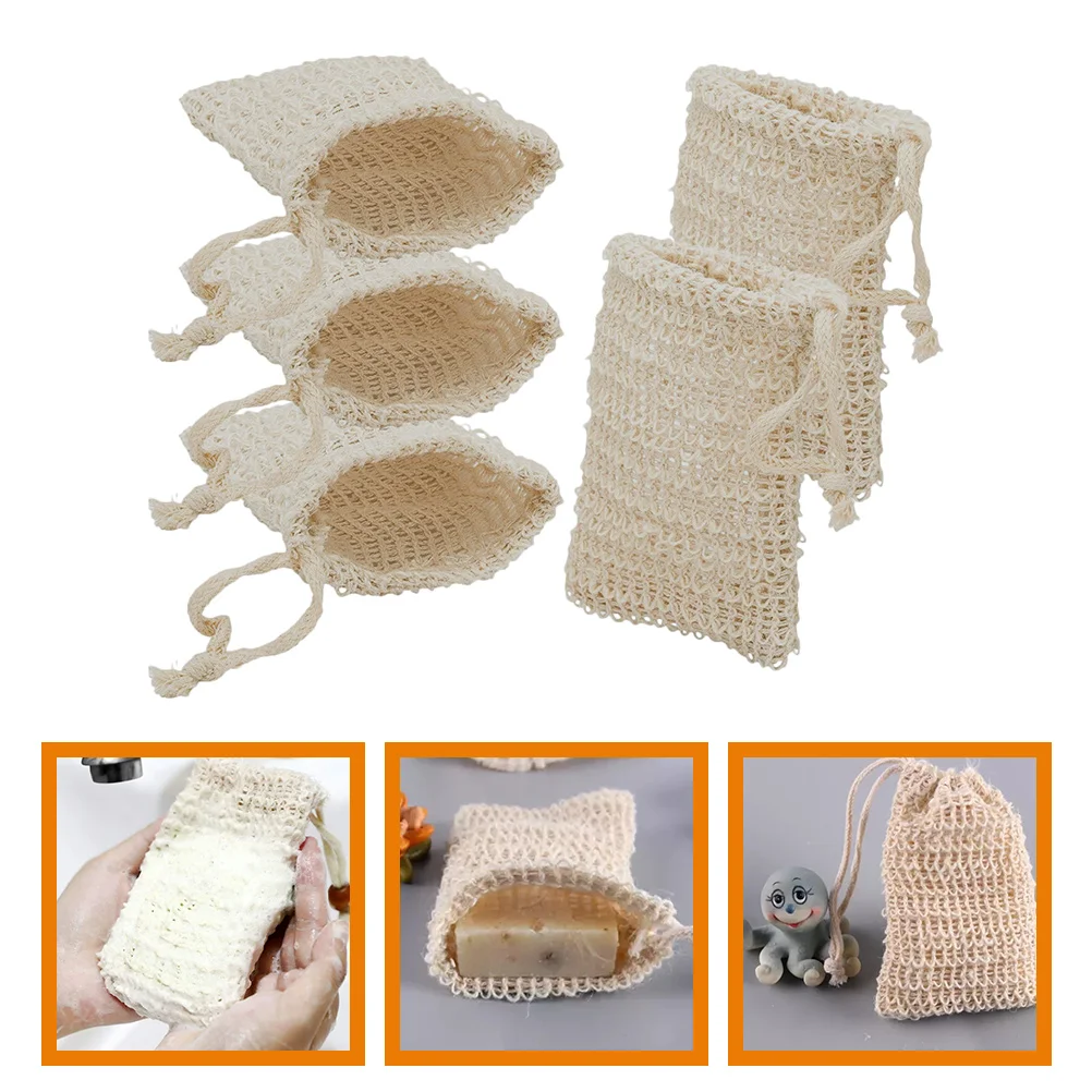 5 Pcs Bath Defoliator Towel Soap Foaming Net Drawstring Weave Cloth Exfoliating Bags