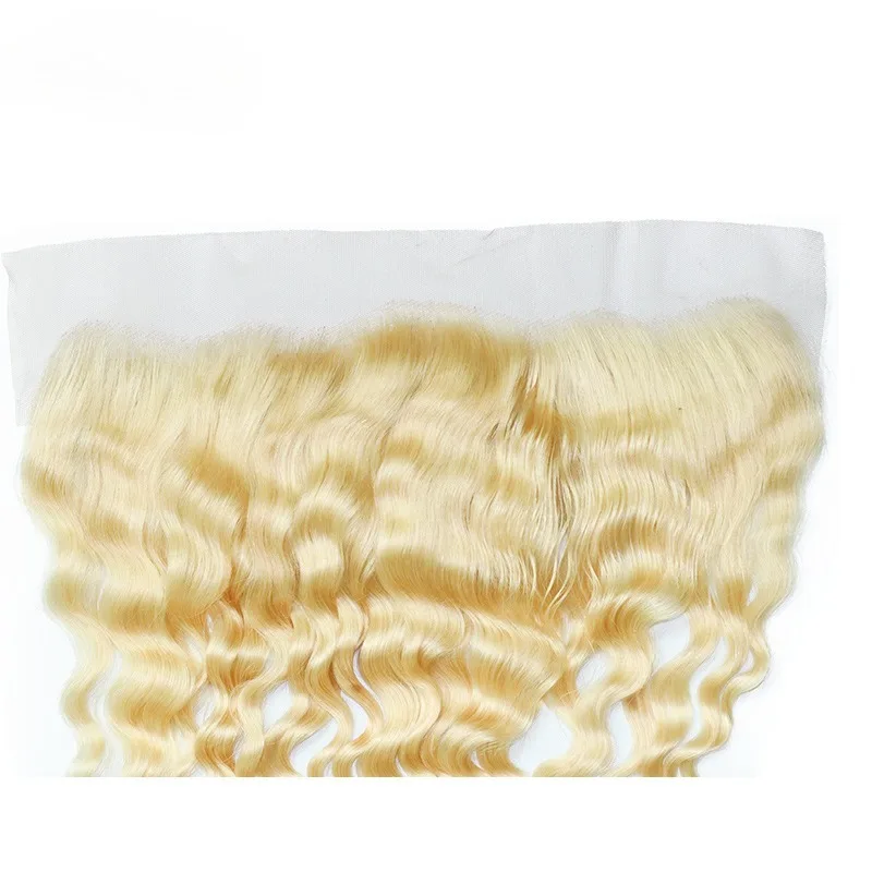 613 Blonde 13x4 Deep Wave Human Hair Lace Frontal Ear To Ear Lace Part Pre-Plucked 150% Density Full End Brazilian Virgin Hair