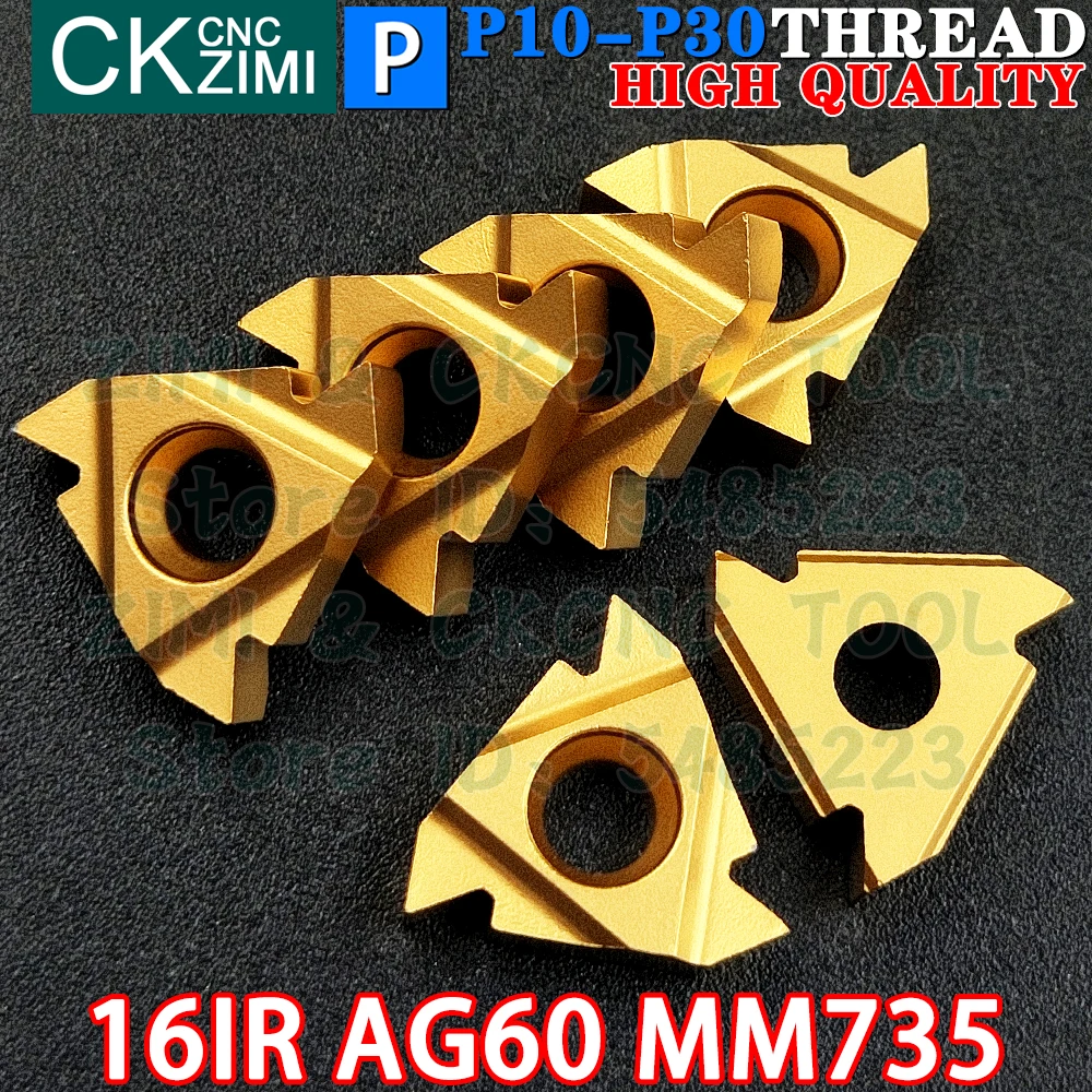 16IR AG60 MM735 0.5-3.0 pastilhas de metal duro Esquerda direita Pastilhas rosqueadas externas internas Ferramentas RT16.01N G60P MMT16IR AG60 Ferramentas de torneamento CNC de metal