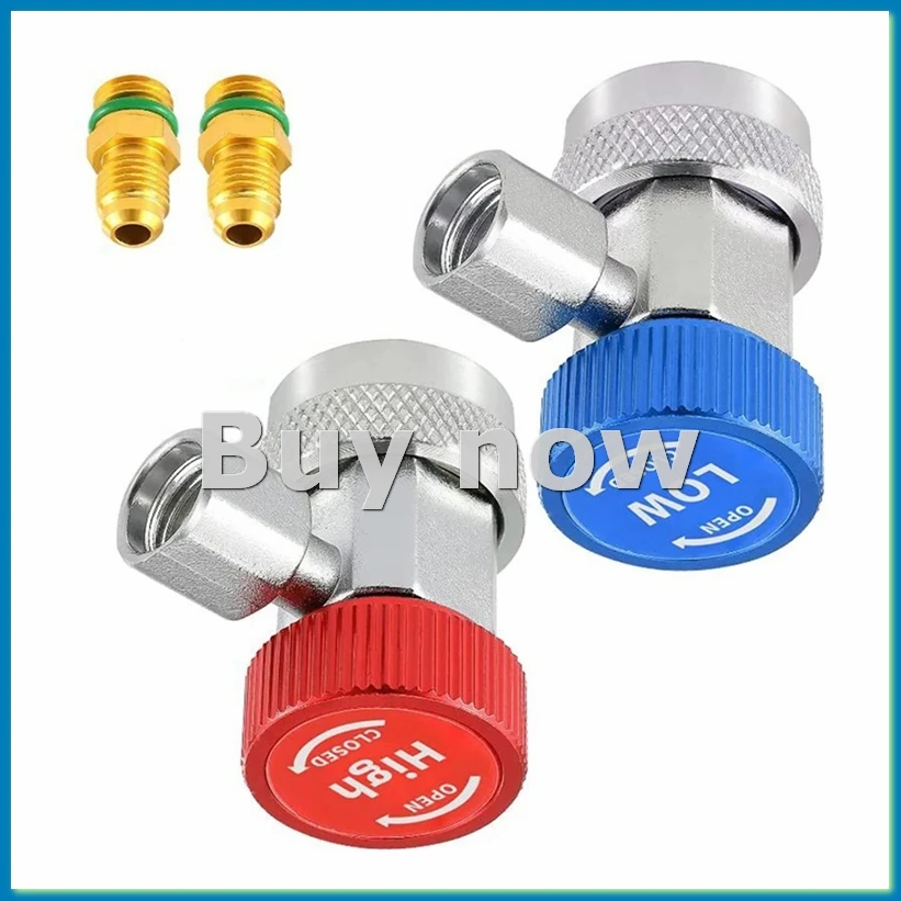 R134A H / L Auto Car Quick Coupler Connector Brass Adapter Air Conditioning Refrigerant Adjustable AC Manifold Gauge-A20R