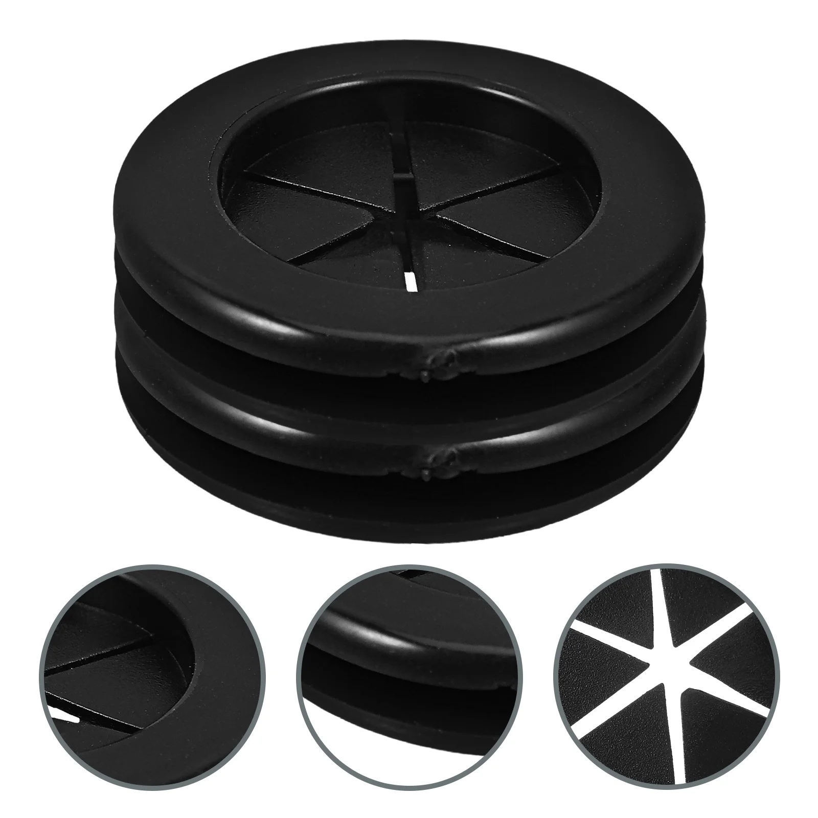 4 pçs guarda bobina de mesa ilhó borracha preta dupla face impermeável resistente ao fogo cabo ferragem cabo buraco capa fácil
