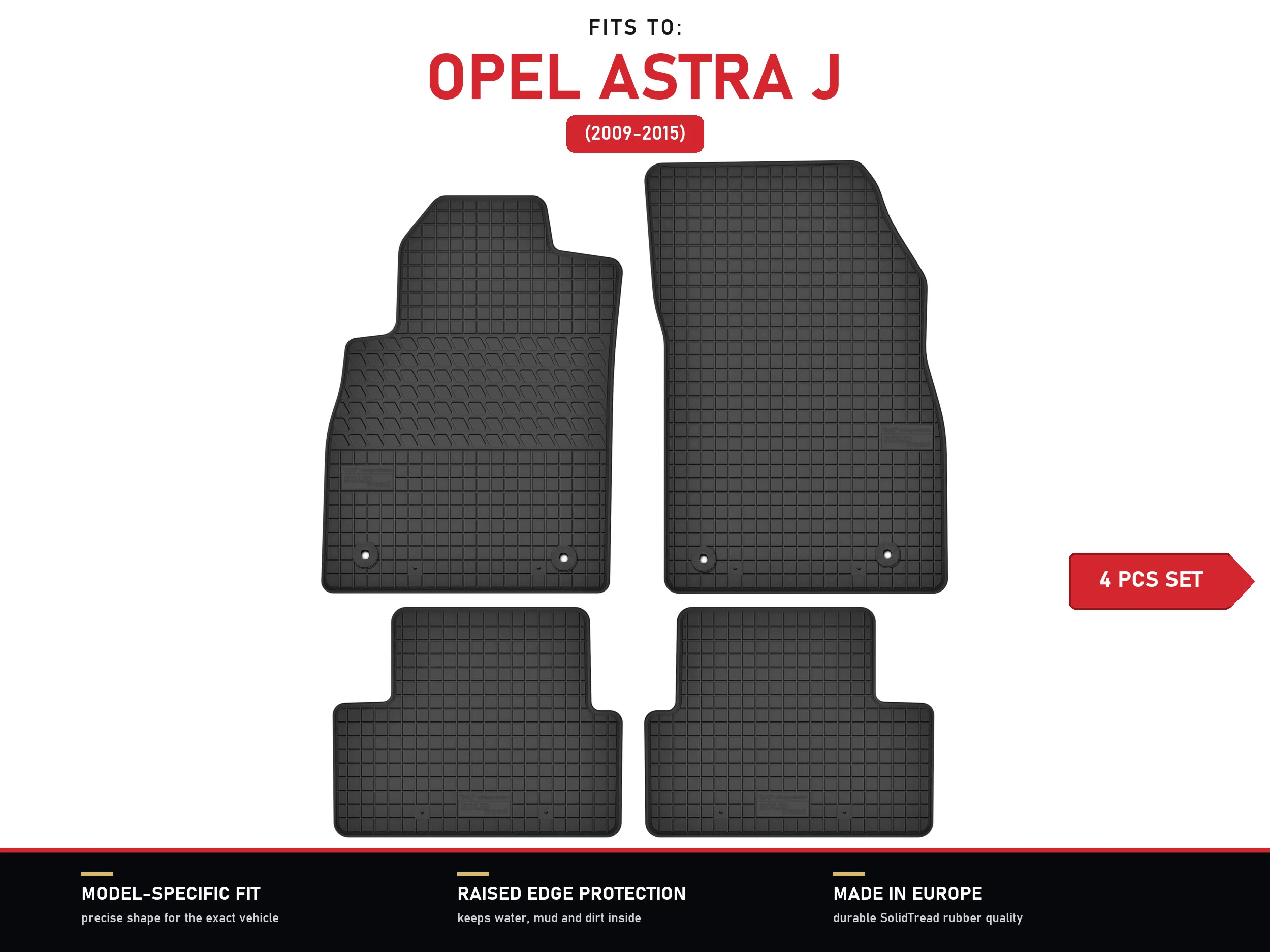 Rubberen matten voor: Opel Astra J 2009-2015 4 stuks