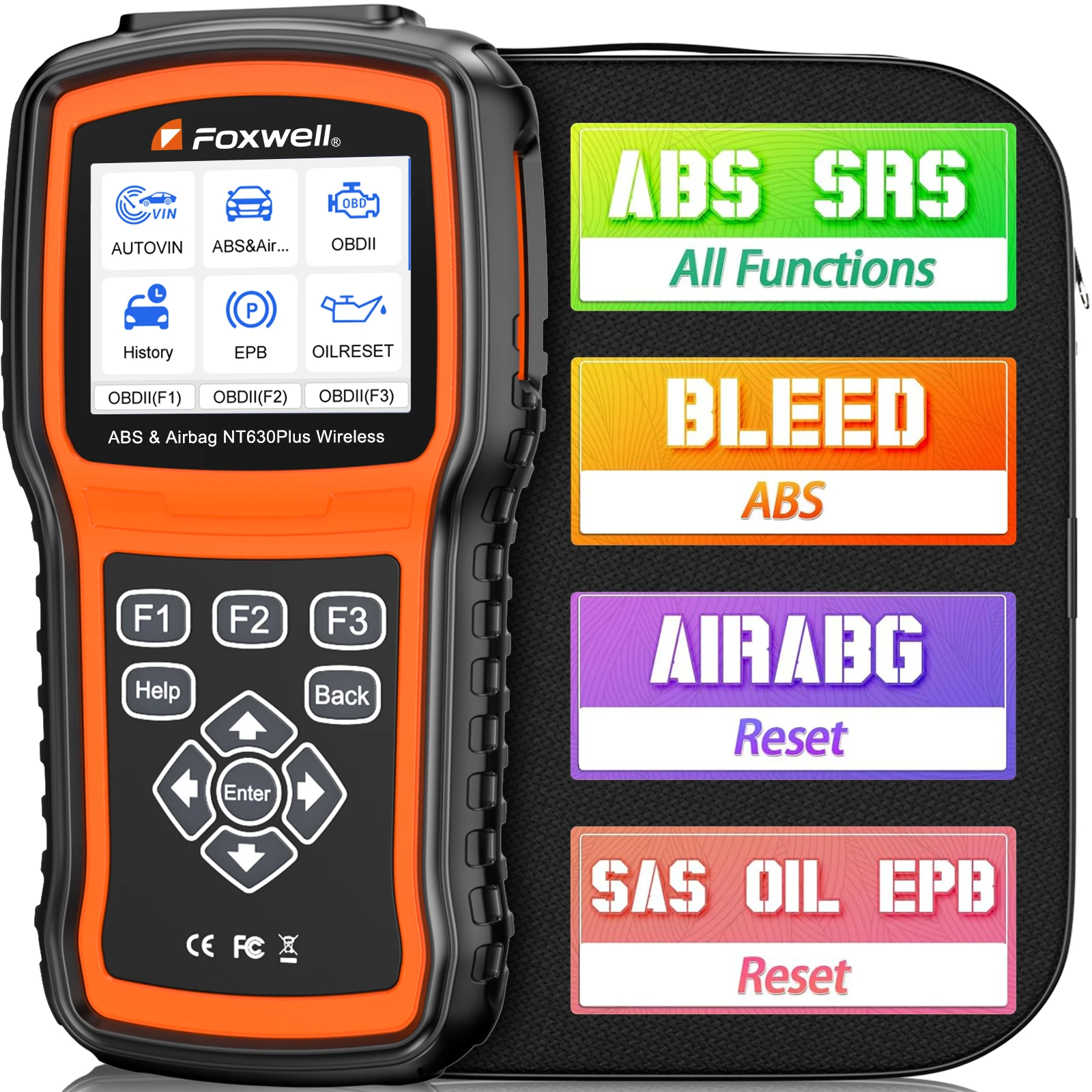 FOXWELL NT630 Plus OBD2 Scanner ABS SRS Code Reader Automotive OBD II Airbag Diagnostic ABS Brake Bleeding Diagnostic Scan Tool