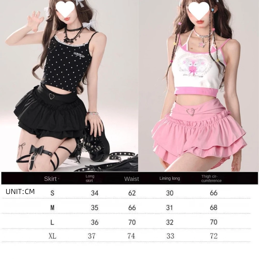 Koreaanse Japanse Ruches A-Line Rok Hoge Taille Roze Mini Geplooide Rokken Sweet Style Black Party Rokken Vrouwen