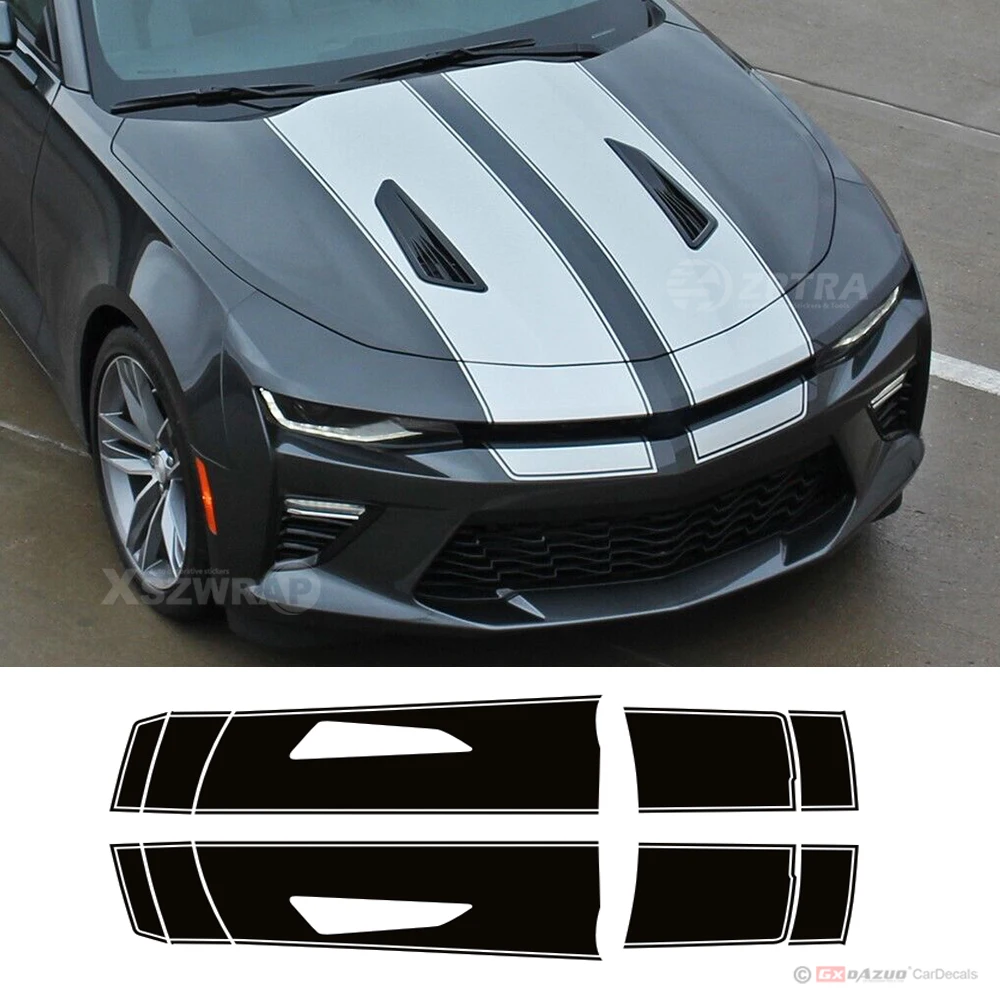 2016-2018 For Chevy Camaro C-SPORT PIN OUTLINE Racing Stripe Vinyl Graphic Decal Trunk Optional Spoiler Rear Bumper