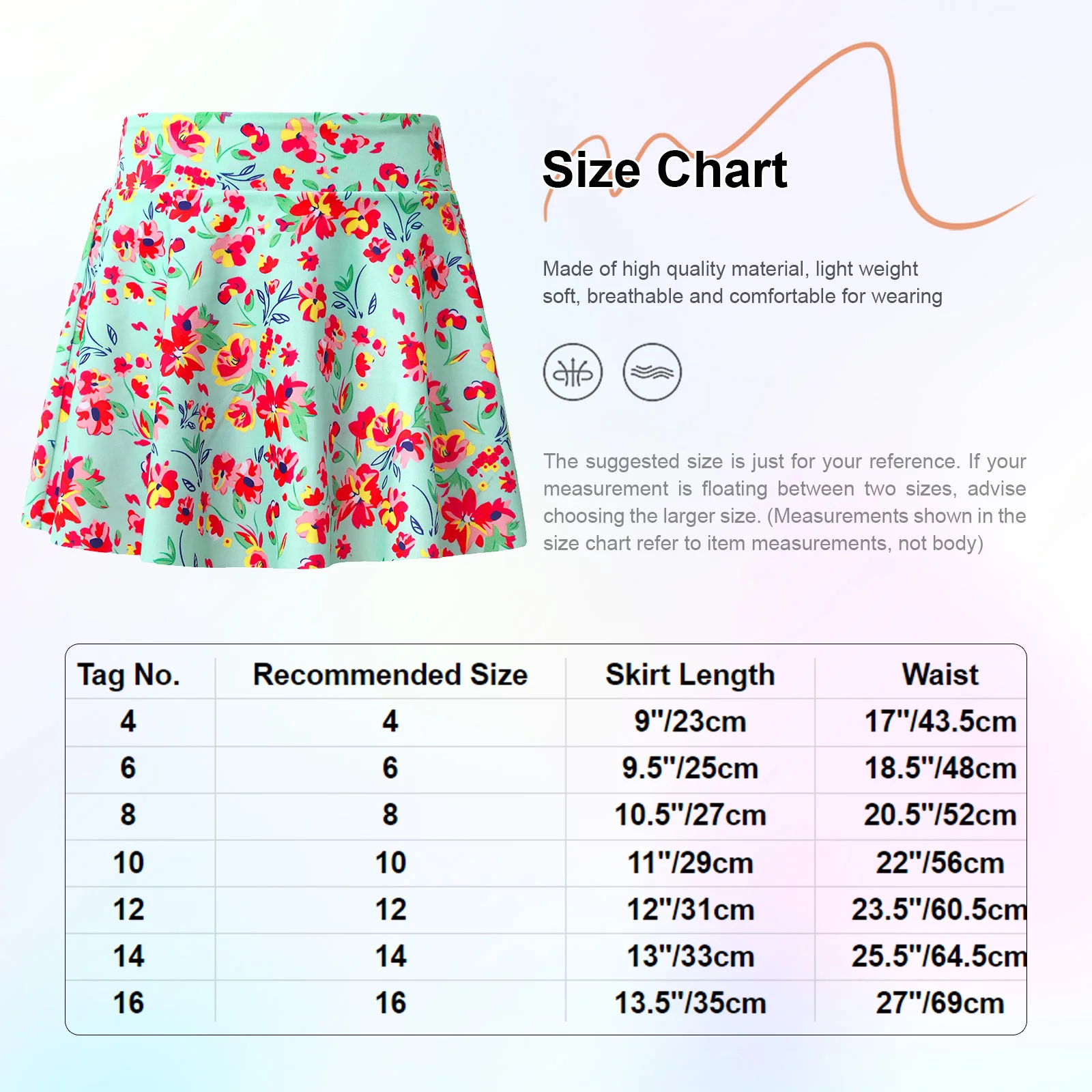 Kids Girls Swim Skirts Elastic Waistband Colorful Print Swim Skirts for Bathing Pool Beach Swimming Sport Wear Girl Teen 4-16Y