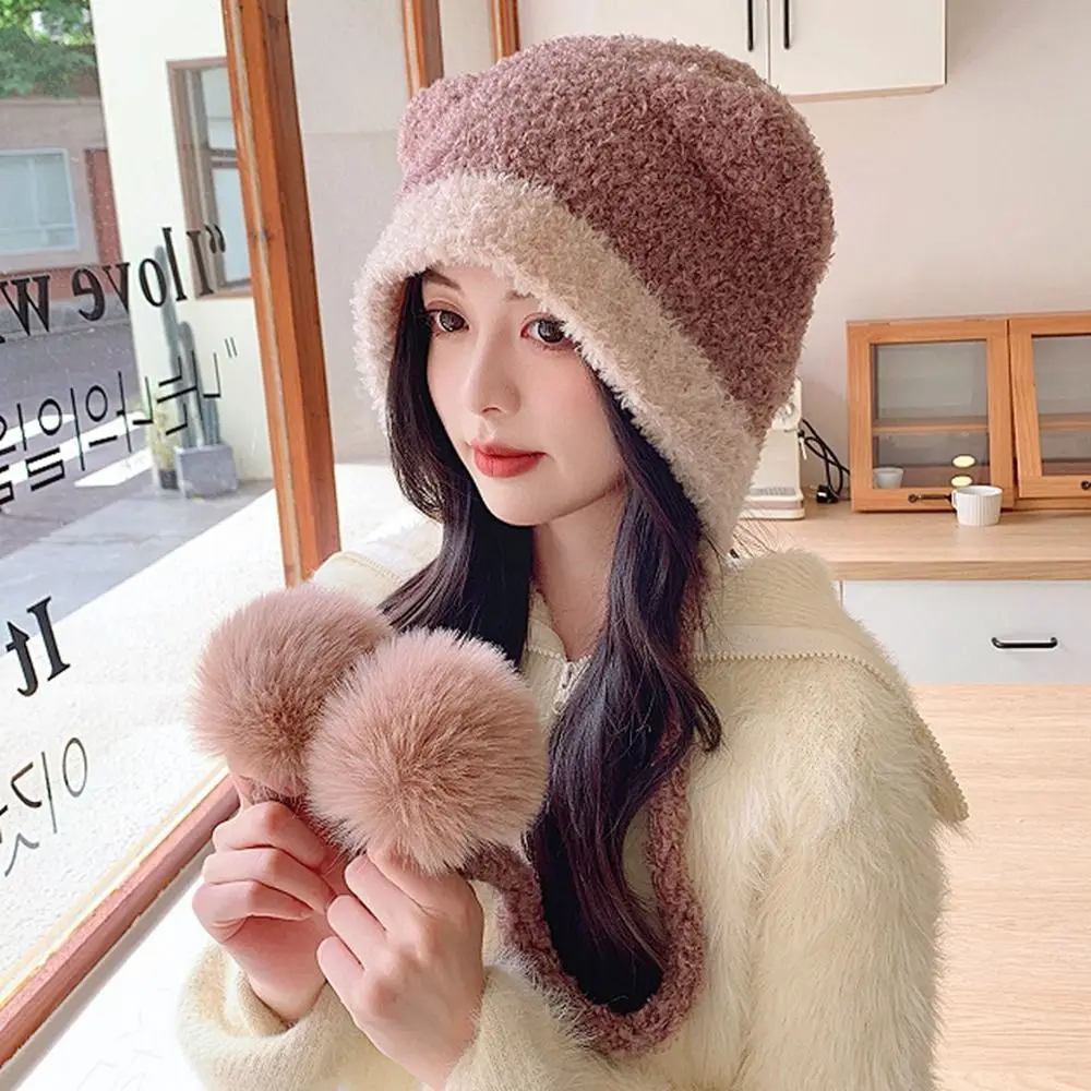 Leisure Skull Cap Bear Ears Knitted Hat Woolen Hat Ear Protection Hat Cat Ears Beanie Beanie Hat Cartoon Plush Hat Winter/Autumn