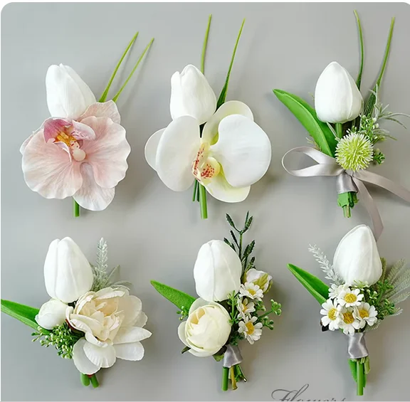 

Tulip Bride and Bride Wedding Corsage Wedding Parents Full Family Simulation Lapel Bridesmaid Wrist Flower