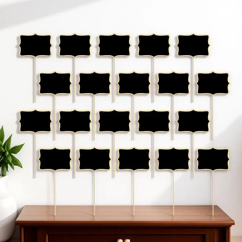 

20pcs Black Board Garden Makers Chalkboard Toppers Premium Wood Tags for Wedding Plant Marker Blackboard Signs Garden Labels