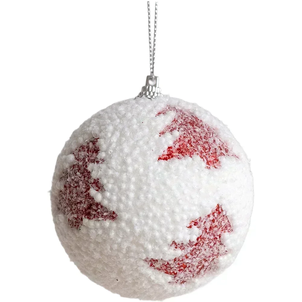 8cm Diameter Lightweight Foam Christmas Balls Ornaments Red White Snowflake Patterns Decorations For Holiday For Tree