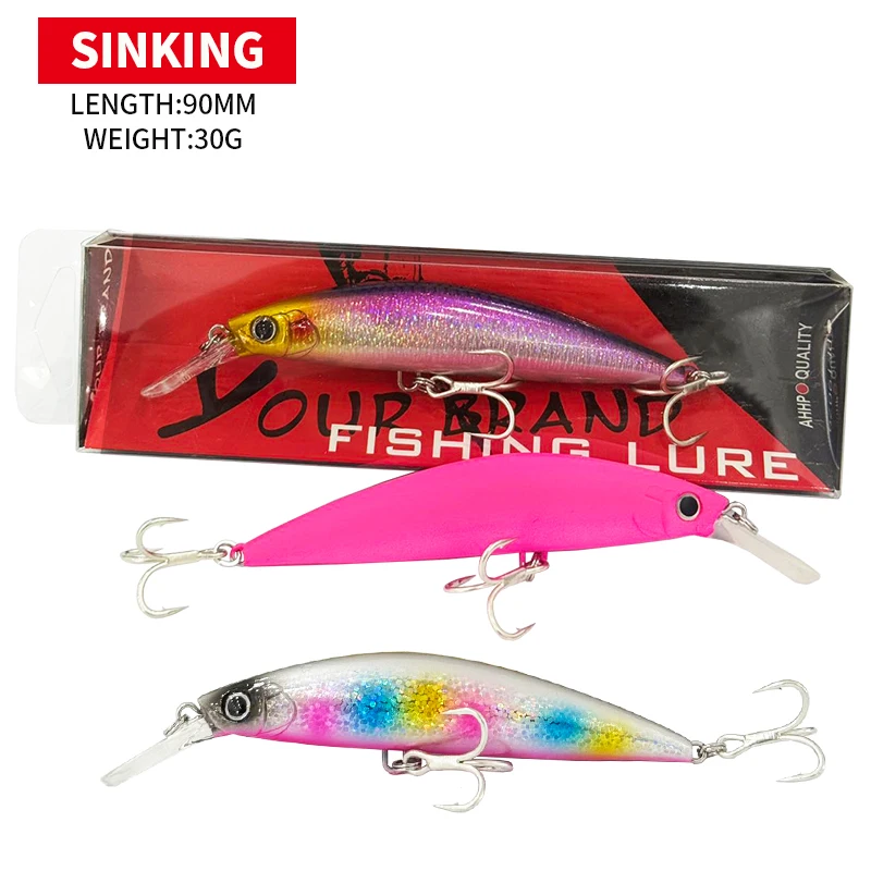 90mm 30g Heavy Sinking Minnow Fishing Lures Long-cast Trolling Wobbler Artificial Pesca Hard Bait Bass Carp Fish Tackle