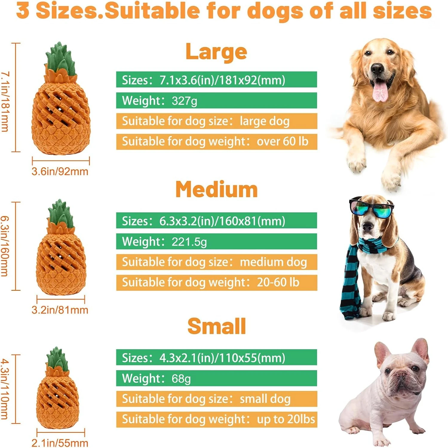 Indestructible Puppy Chew Toys for Large Dogs - Durable Dog Toys for Aggressive Chewers with Pineapple Flavor - Tough Chew Toys