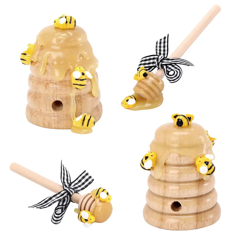

1 set Beehive Decor Lovely Wooden nament Tiered Tray Adorable Bee Festival Dipper Balcony Outdoor Decor Storage