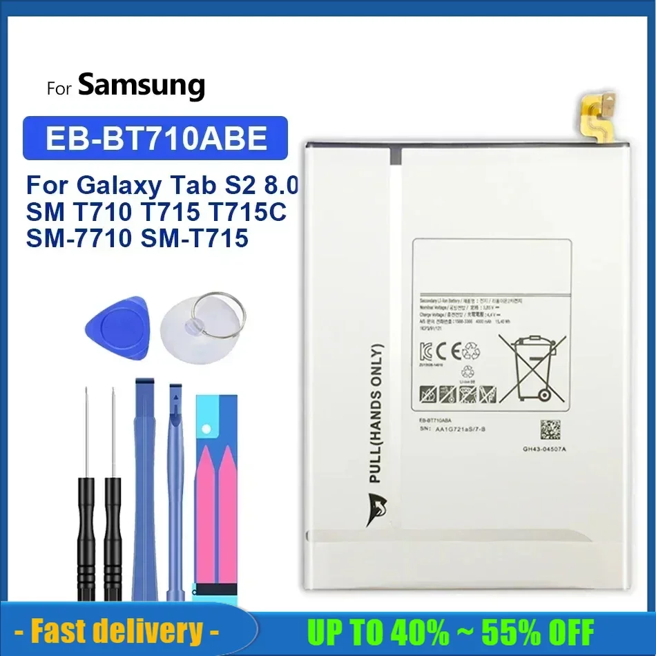 

Tablet Li-Polymer Battery For Samsung Galaxy Tab S2 8.0 SM T710 T715 T715C SM-7710 SM-T715 4000mAh EB-BT710ABE