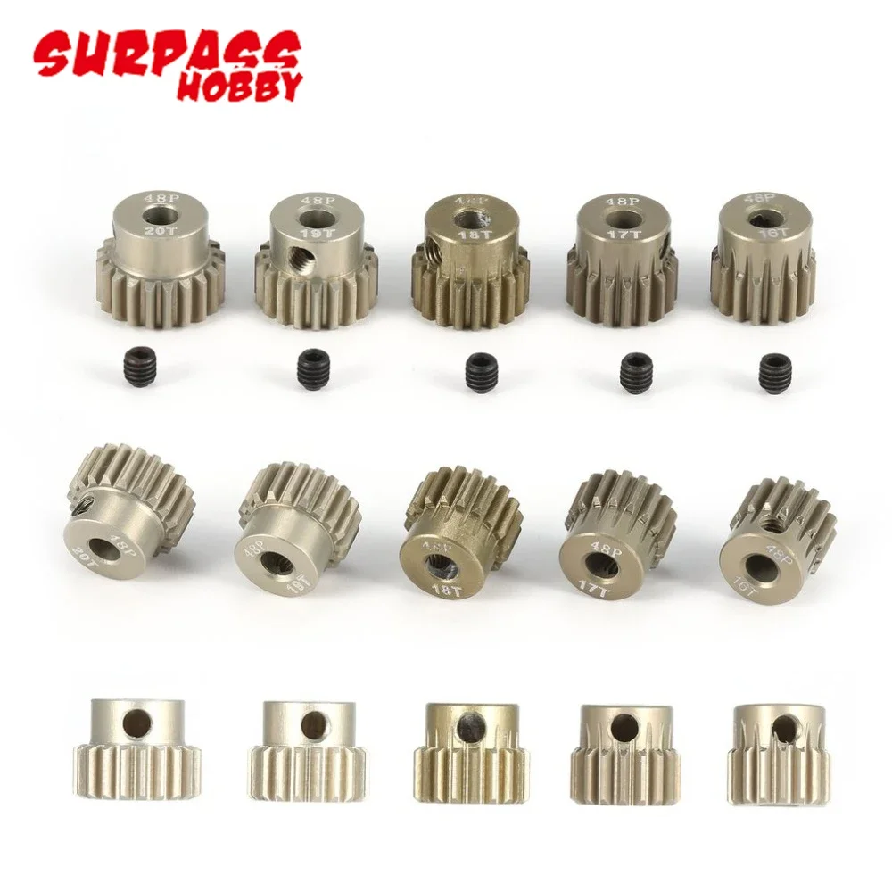 Pinion Gear,5pcs/Lot SURPASSHOBBY 48DP 3.175mm 16T-20T/21T-25T/26T-30T/31T-35T/36T-41T Pinion Motor Gear For 1/10 RC Car Toys