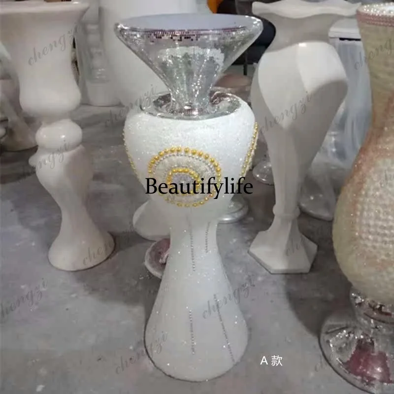 A95 sandstone white pearl simple floor vase fiberglass flower ware decorative ornament