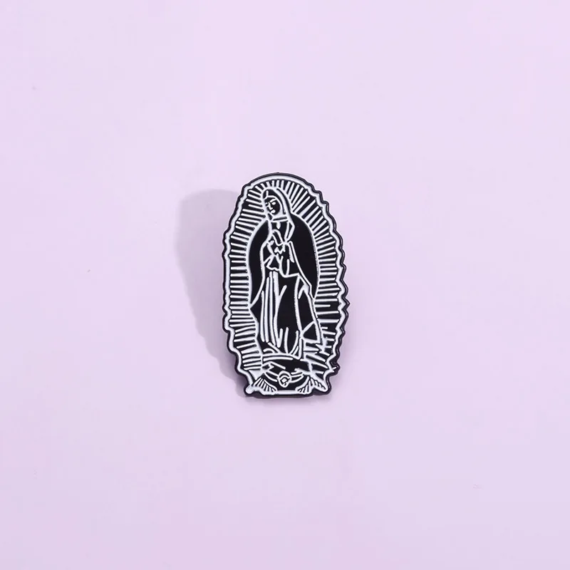 Our Lady of Guadalupe Enamel Pins Art vintage Sculpture Brooches Backpack Lapel Badges Jewelry Gift for Friends Wholesale