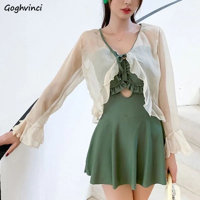 Cover-up Frauen Aushöhlen Casual Sun-proof Beliebte Strand Stil Süße Würzige Mädchen Bauch-bedecken Bademode Koreanische trendige Sommer